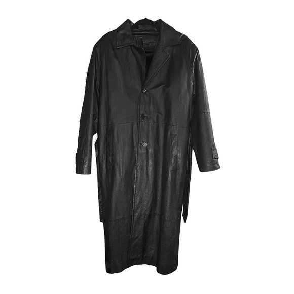 Y2K Vintage Leather Trench Coat